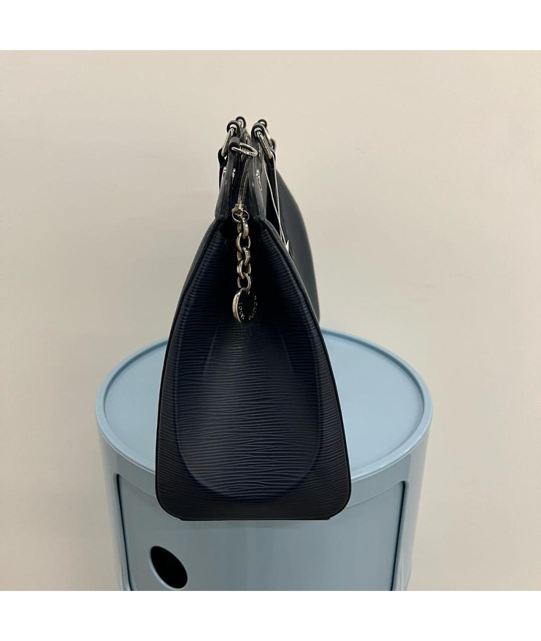 LOUIS VUITTON Темно-синяя кожаная сумка тоут, фото 3