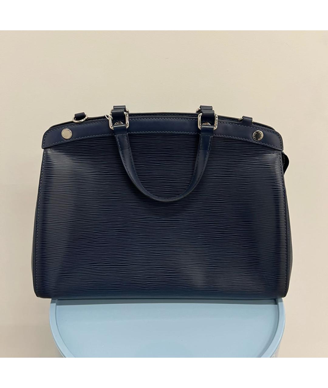 LOUIS VUITTON Темно-синяя кожаная сумка тоут, фото 9