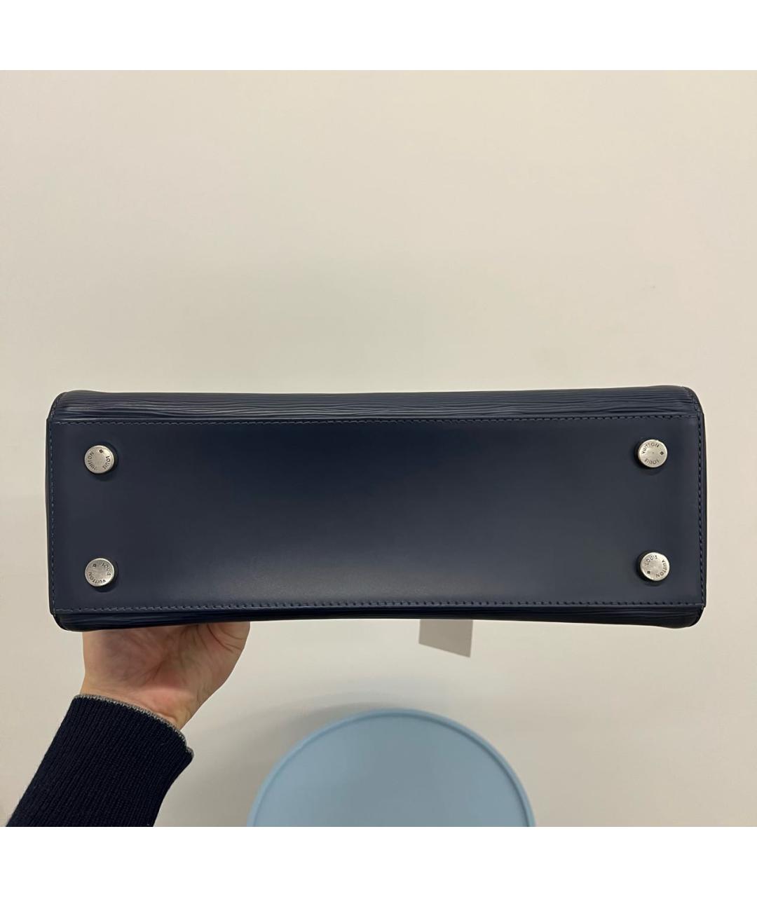 LOUIS VUITTON Темно-синяя кожаная сумка тоут, фото 5