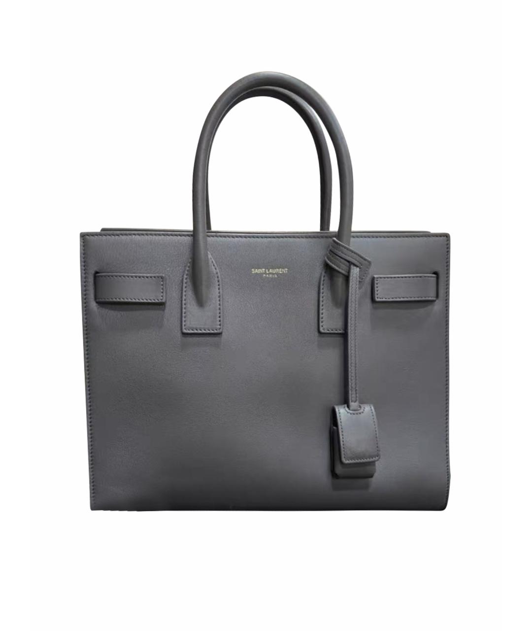 SAINT LAURENT Серая кожаная сумка тоут, фото 1