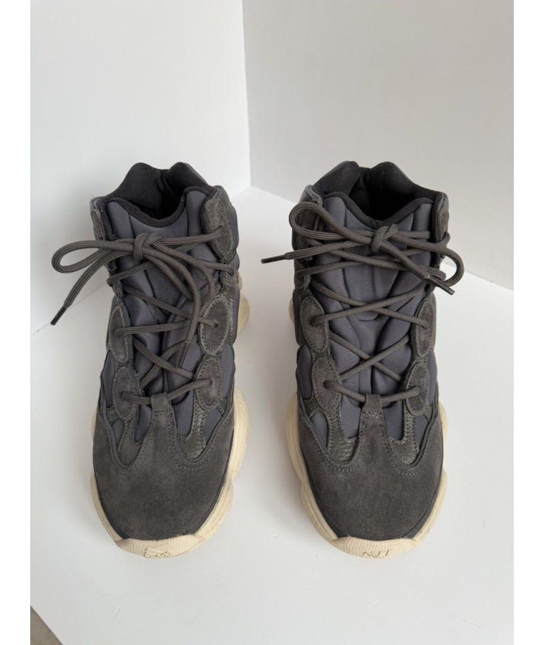 ADIDAS YEEZY Антрацитовые замшевые высокие кроссовки / кеды, фото 2