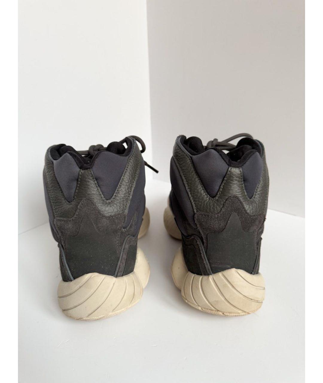 ADIDAS YEEZY Антрацитовые замшевые высокие кроссовки / кеды, фото 4