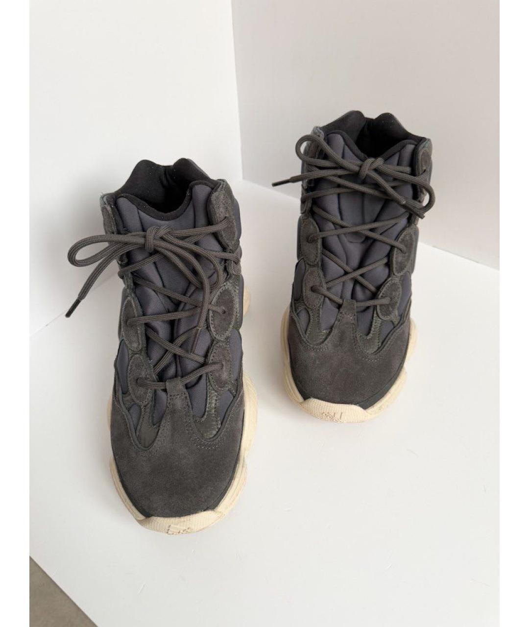 ADIDAS YEEZY Антрацитовые замшевые высокие кроссовки / кеды, фото 3