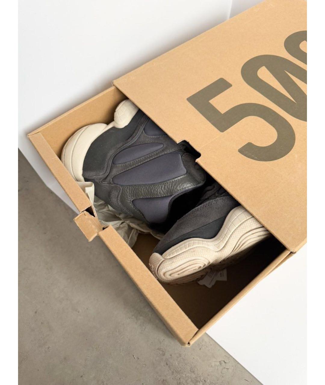 ADIDAS YEEZY Антрацитовые замшевые высокие кроссовки / кеды, фото 5