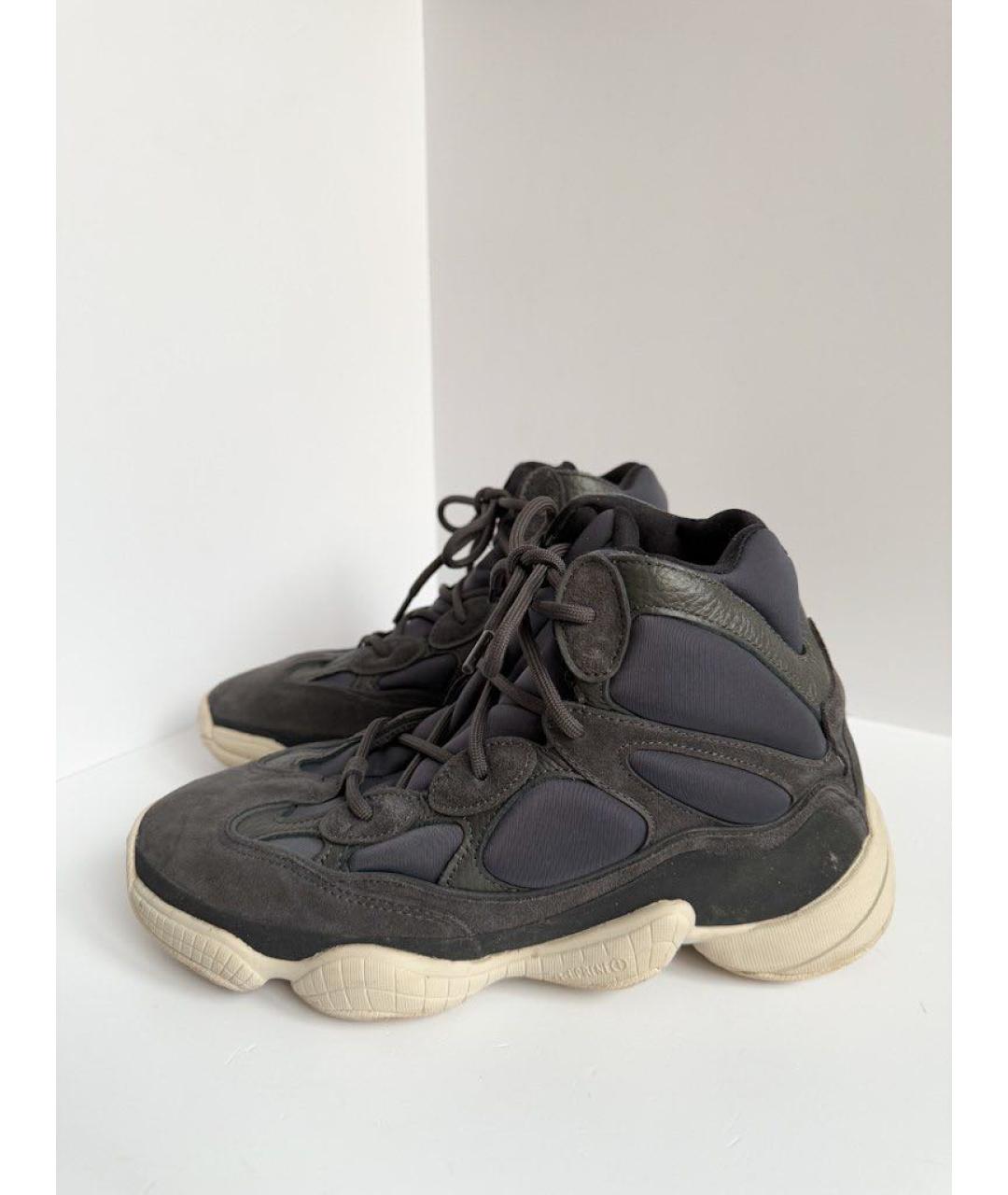 ADIDAS YEEZY Антрацитовые замшевые высокие кроссовки / кеды, фото 6