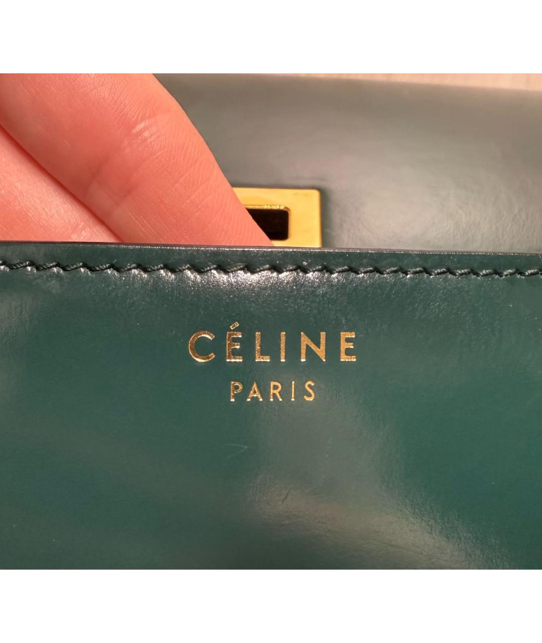 CELINE Зеленая кожаная сумка через плечо, фото 8