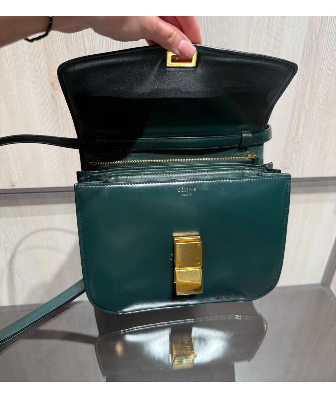 CELINE Зеленая кожаная сумка через плечо, фото 6