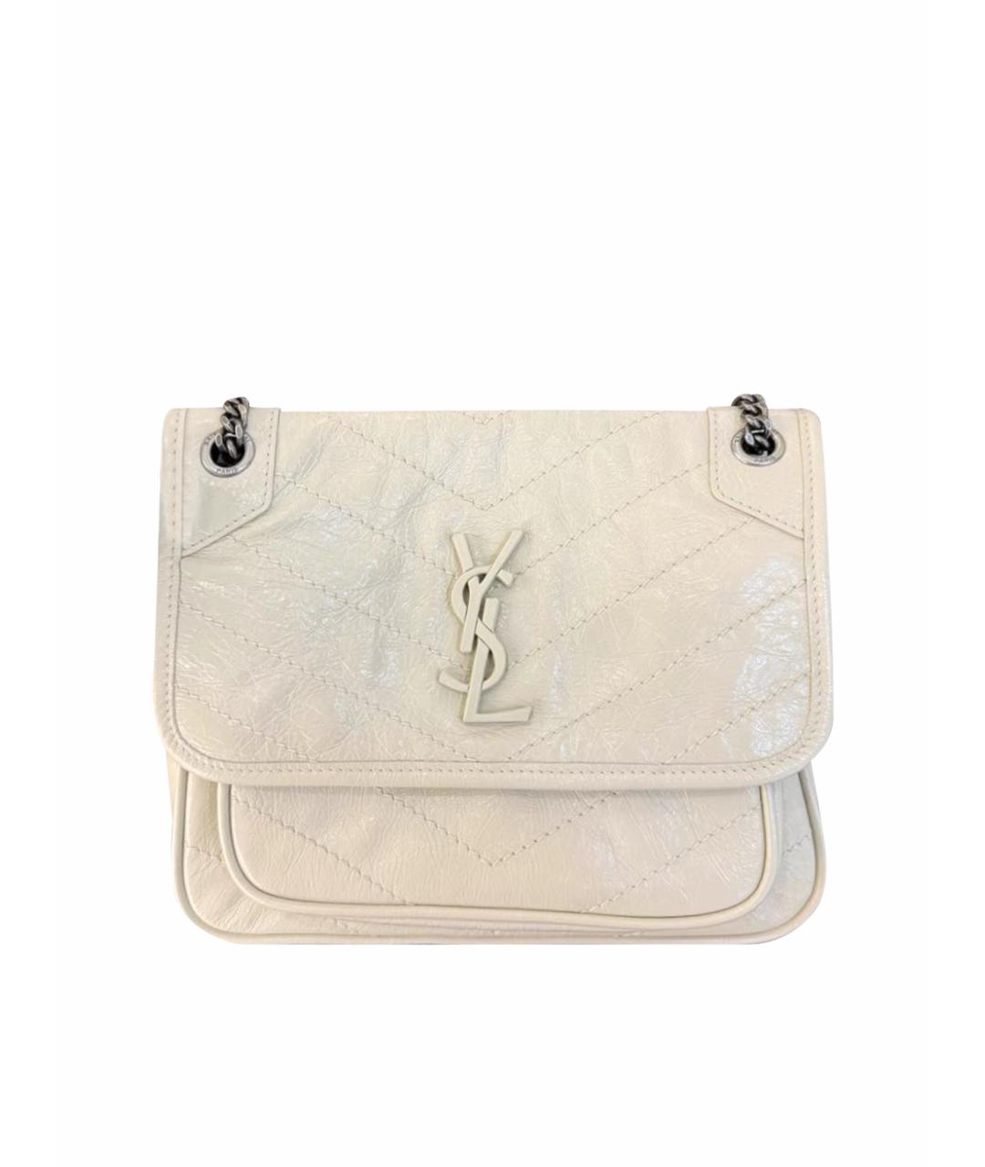 SAINT LAURENT Белая кожаная сумка через плечо, фото 1