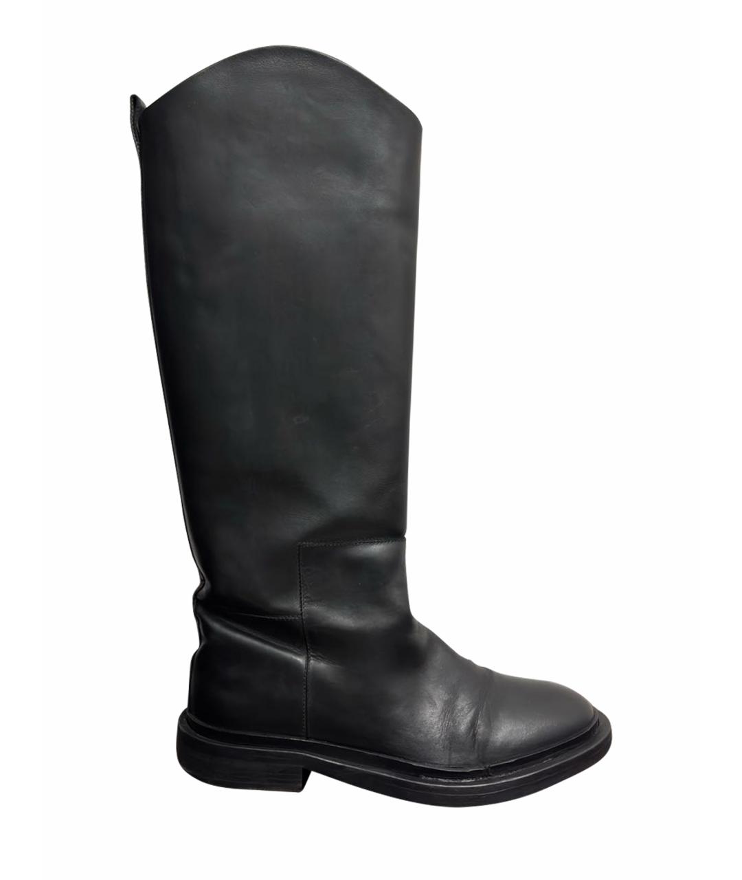 JIL SANDER Черные кожаные сапоги, фото 1