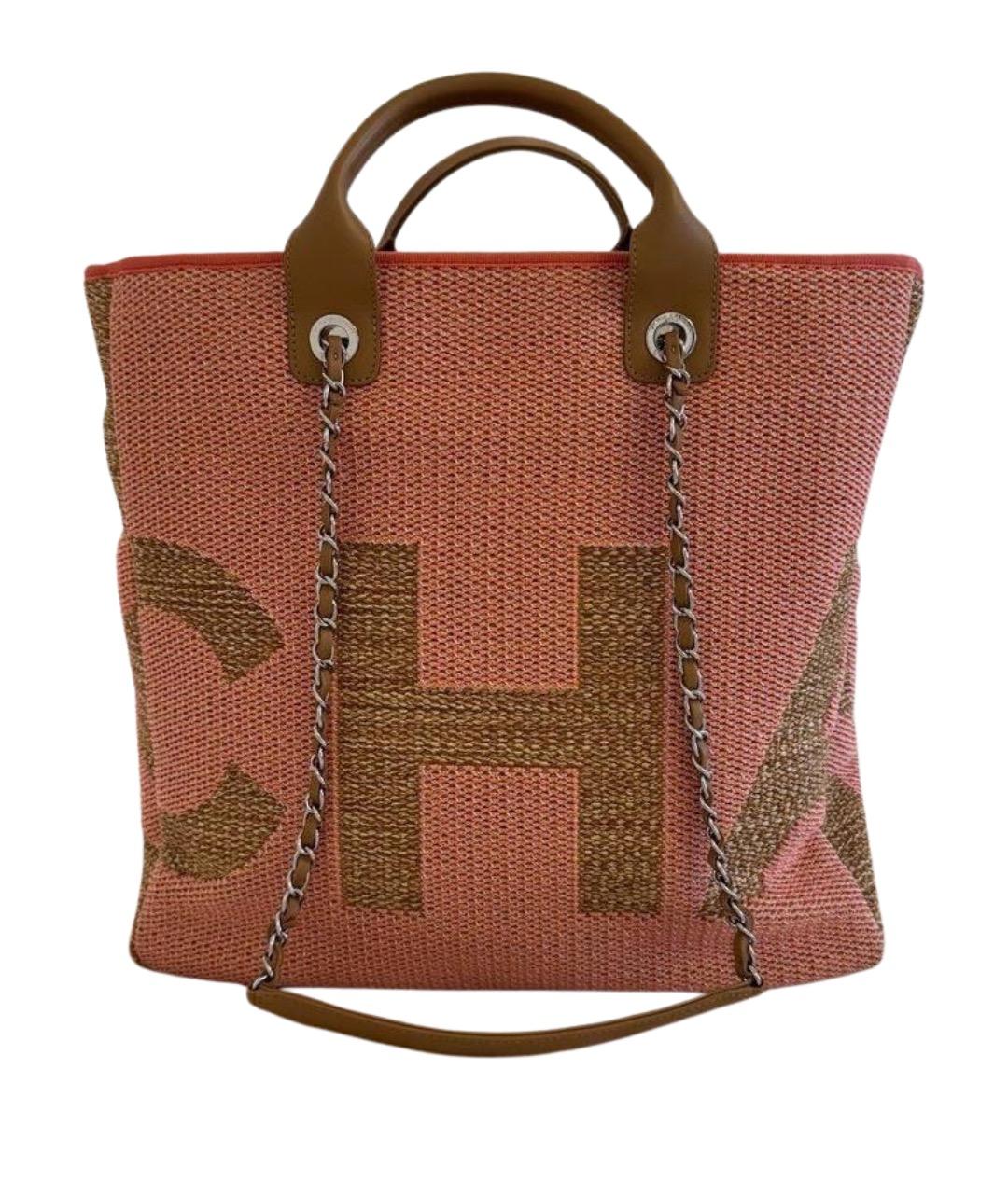 CHANEL Коралловая пелетеная сумка тоут, фото 1