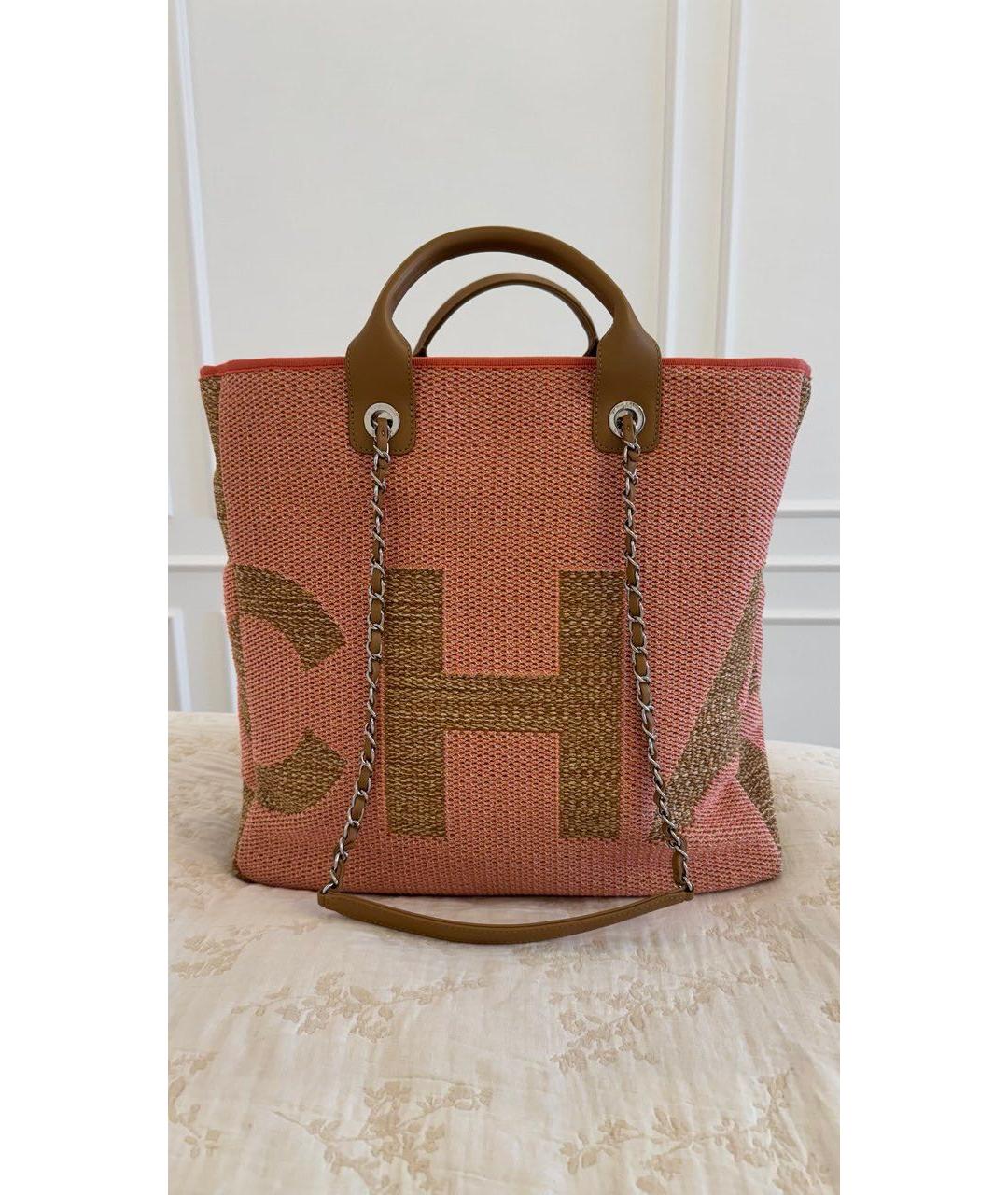 CHANEL Коралловая пелетеная сумка тоут, фото 9