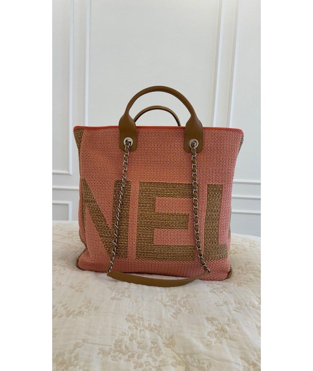 CHANEL Коралловая пелетеная сумка тоут, фото 3