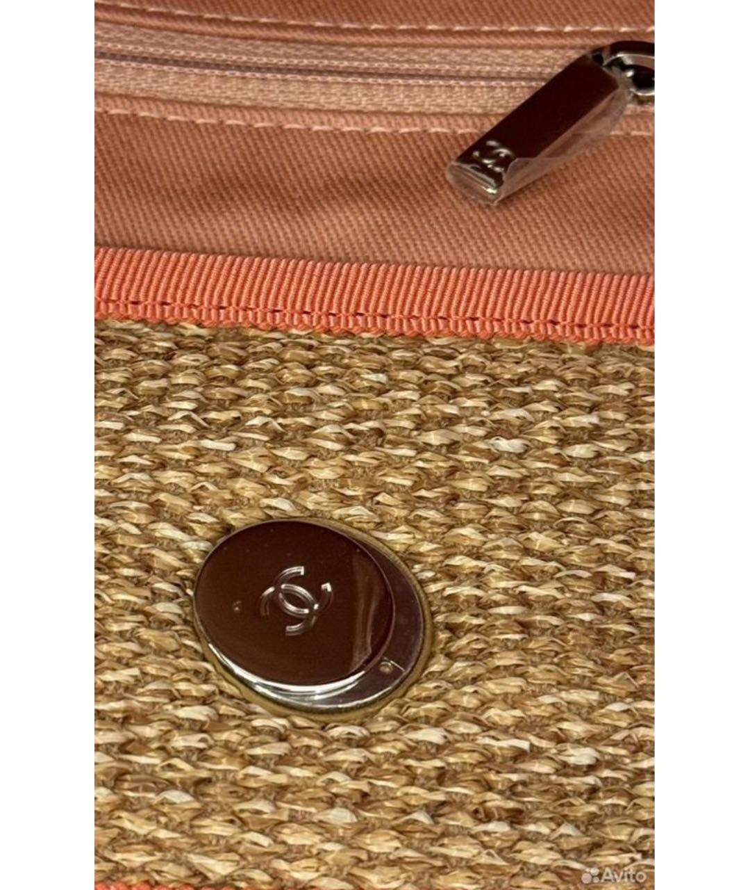 CHANEL Коралловая пелетеная сумка тоут, фото 6