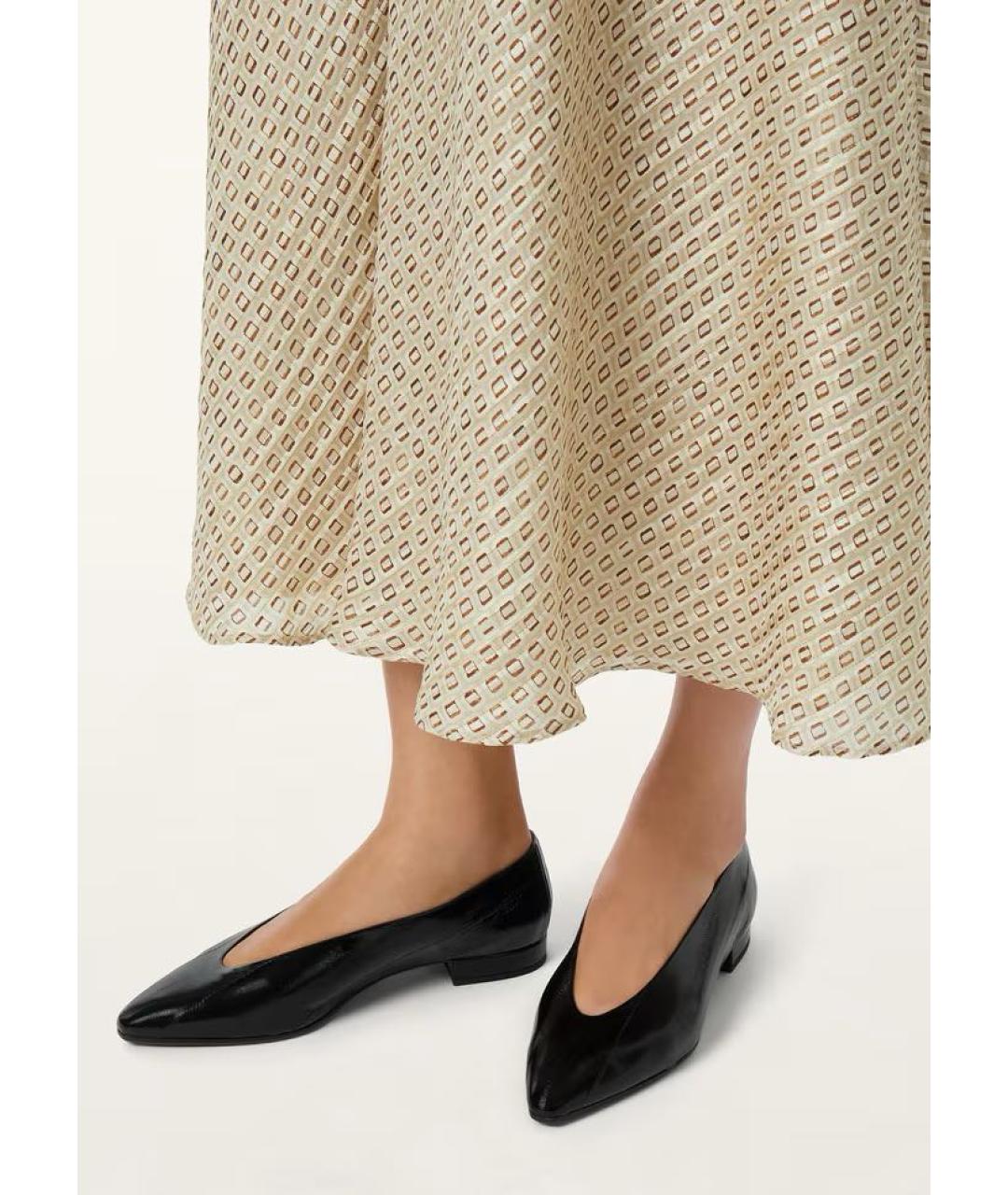 LORO PIANA Черные кожаные балетки, фото 2