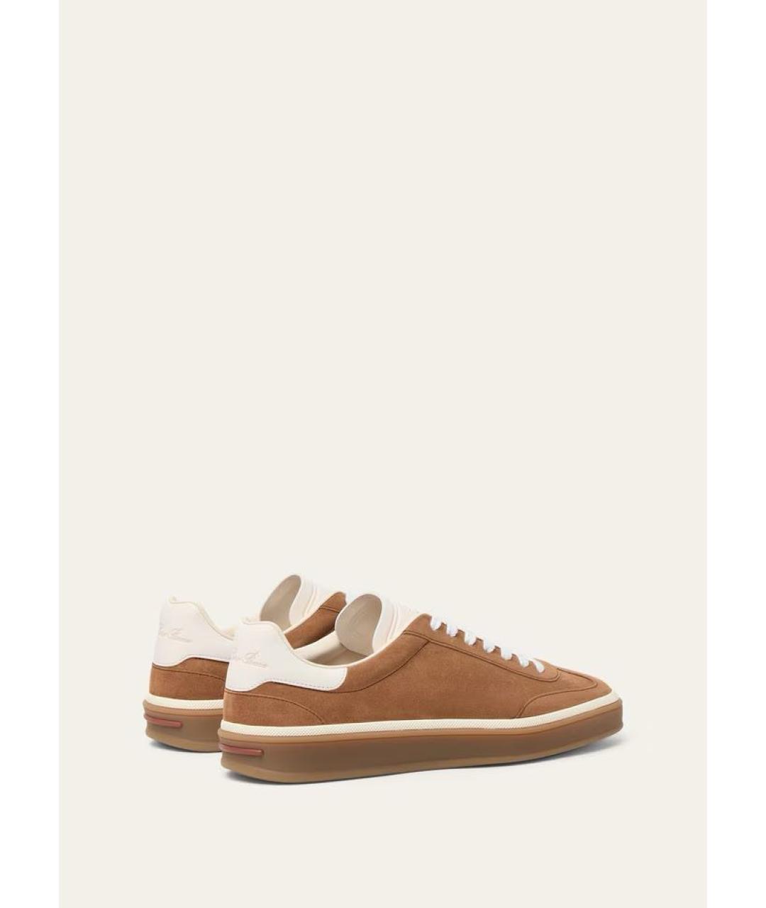 LORO PIANA Коричневые кожаные кроссовки, фото 3