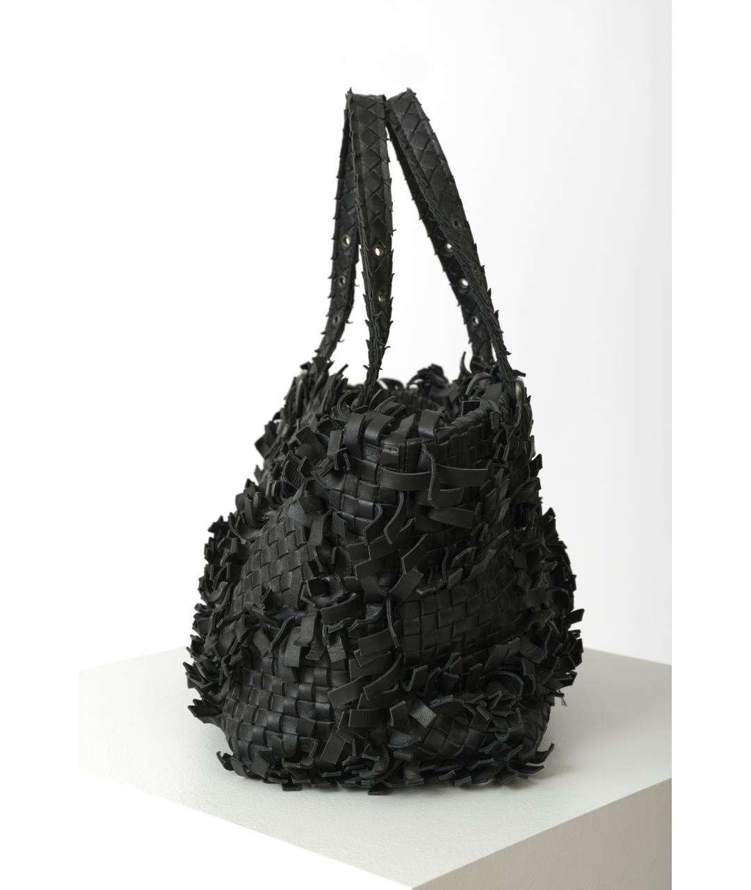 BOTTEGA VENETA Черная кожаная сумка через плечо, фото 2