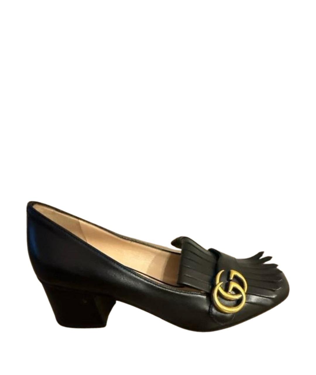 GUCCI Черные кожаные туфли, фото 1