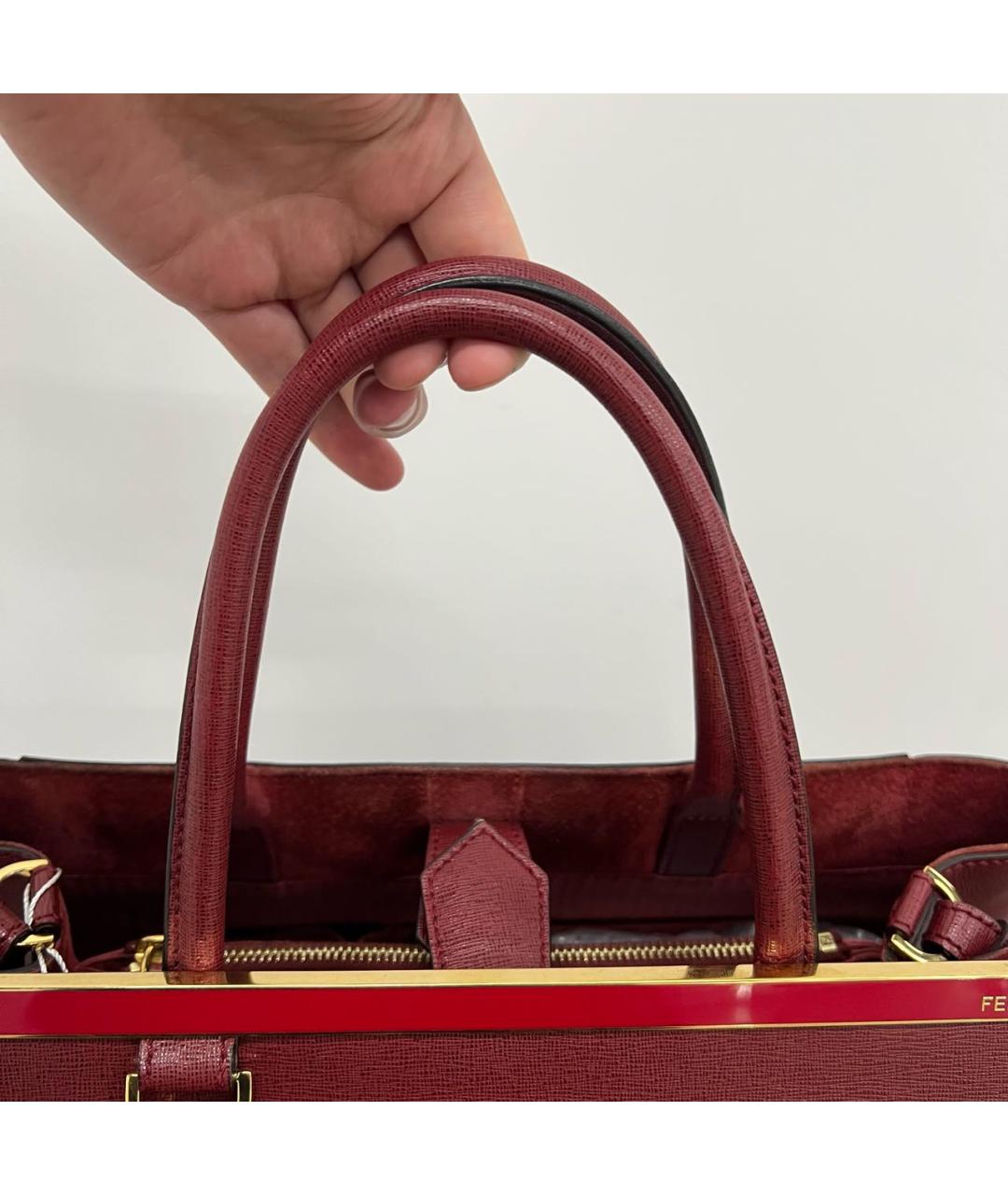 FENDI Бордовая кожаная сумка через плечо, фото 8