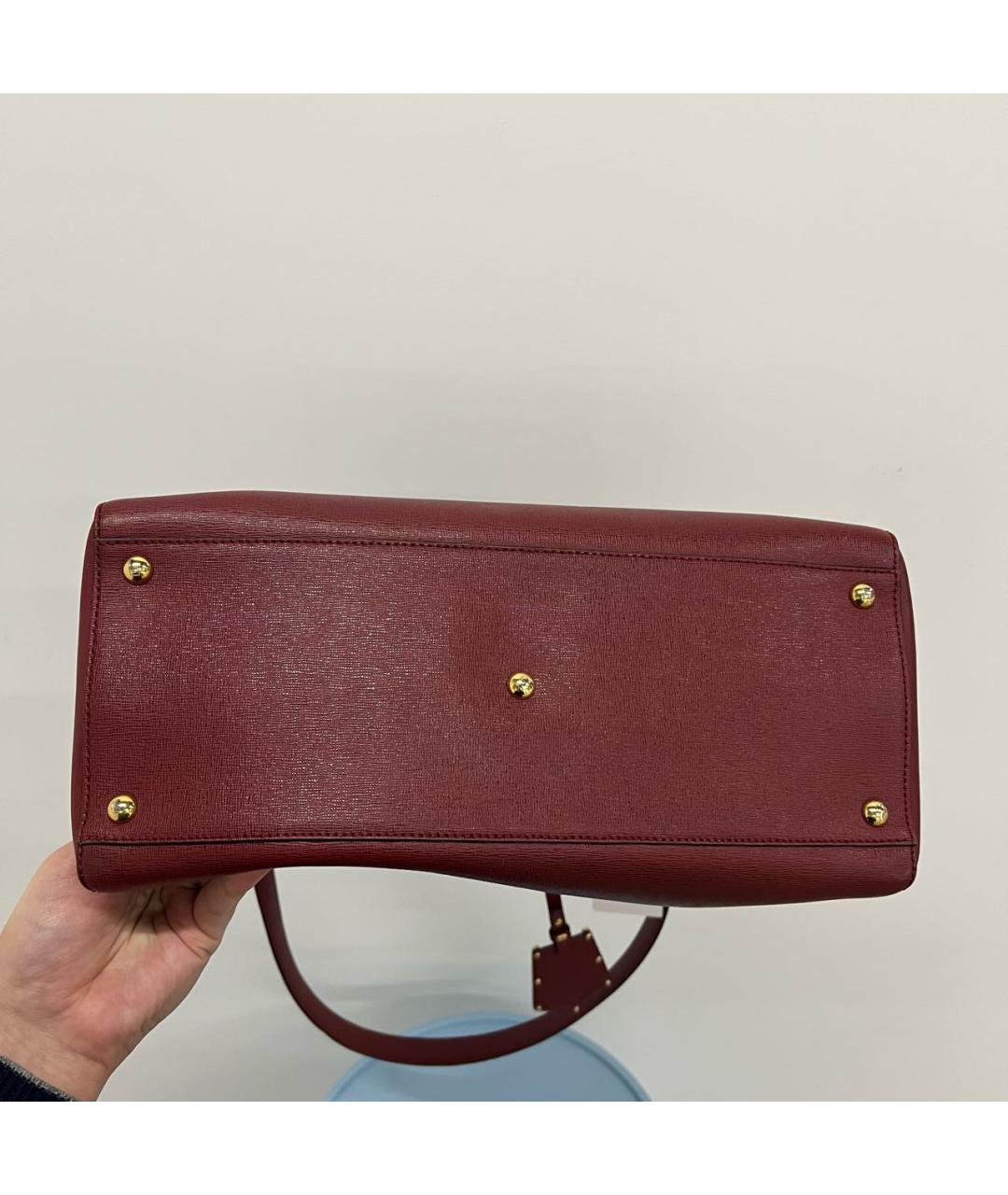 FENDI Бордовая кожаная сумка через плечо, фото 5
