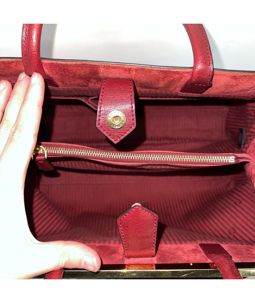 FENDI Бордовая кожаная сумка через плечо, фото 6