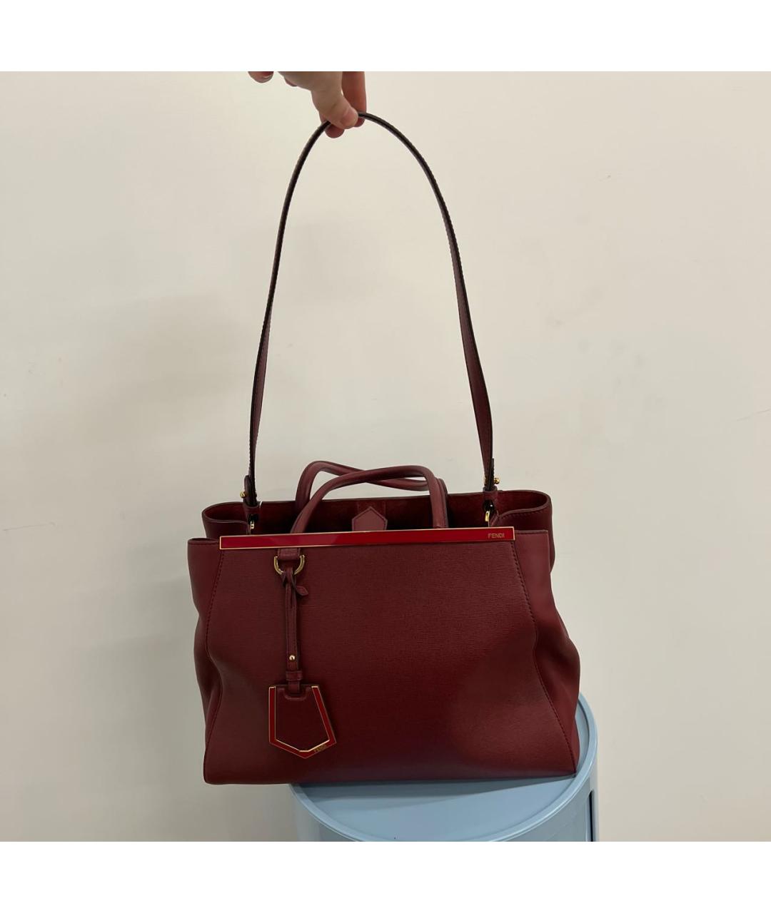 FENDI Бордовая кожаная сумка через плечо, фото 7