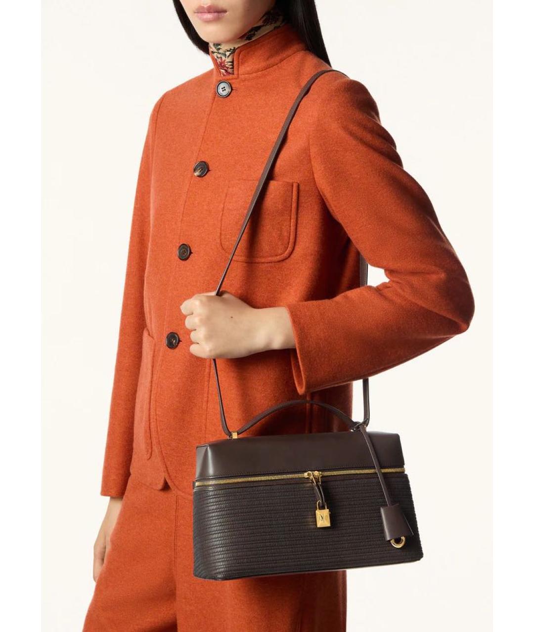 LORO PIANA Коричневая кожаная сумка через плечо, фото 2