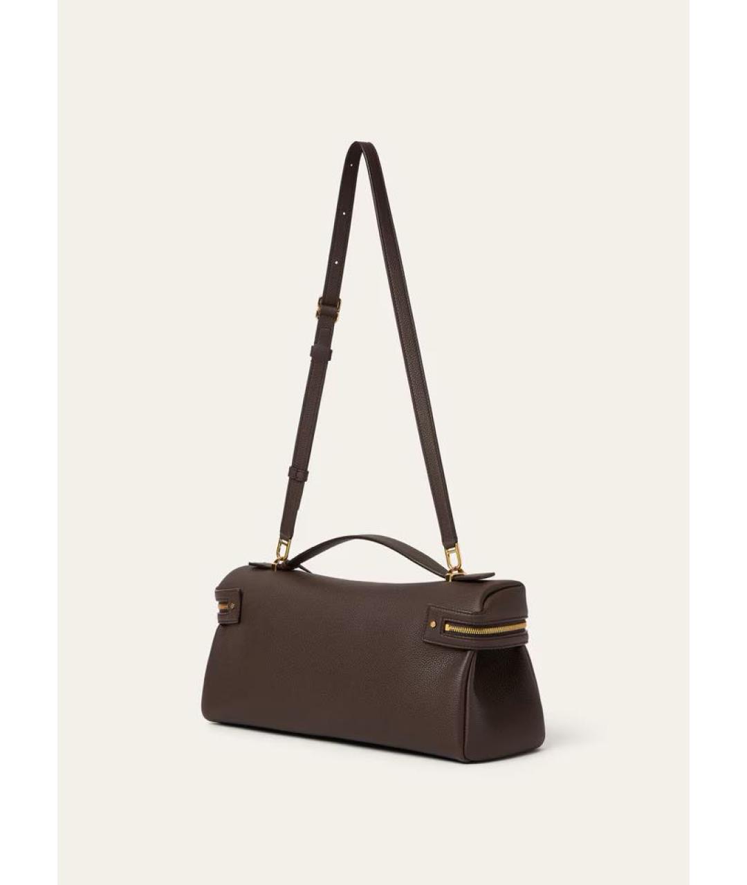 LORO PIANA Коричневая кожаная сумка через плечо, фото 3