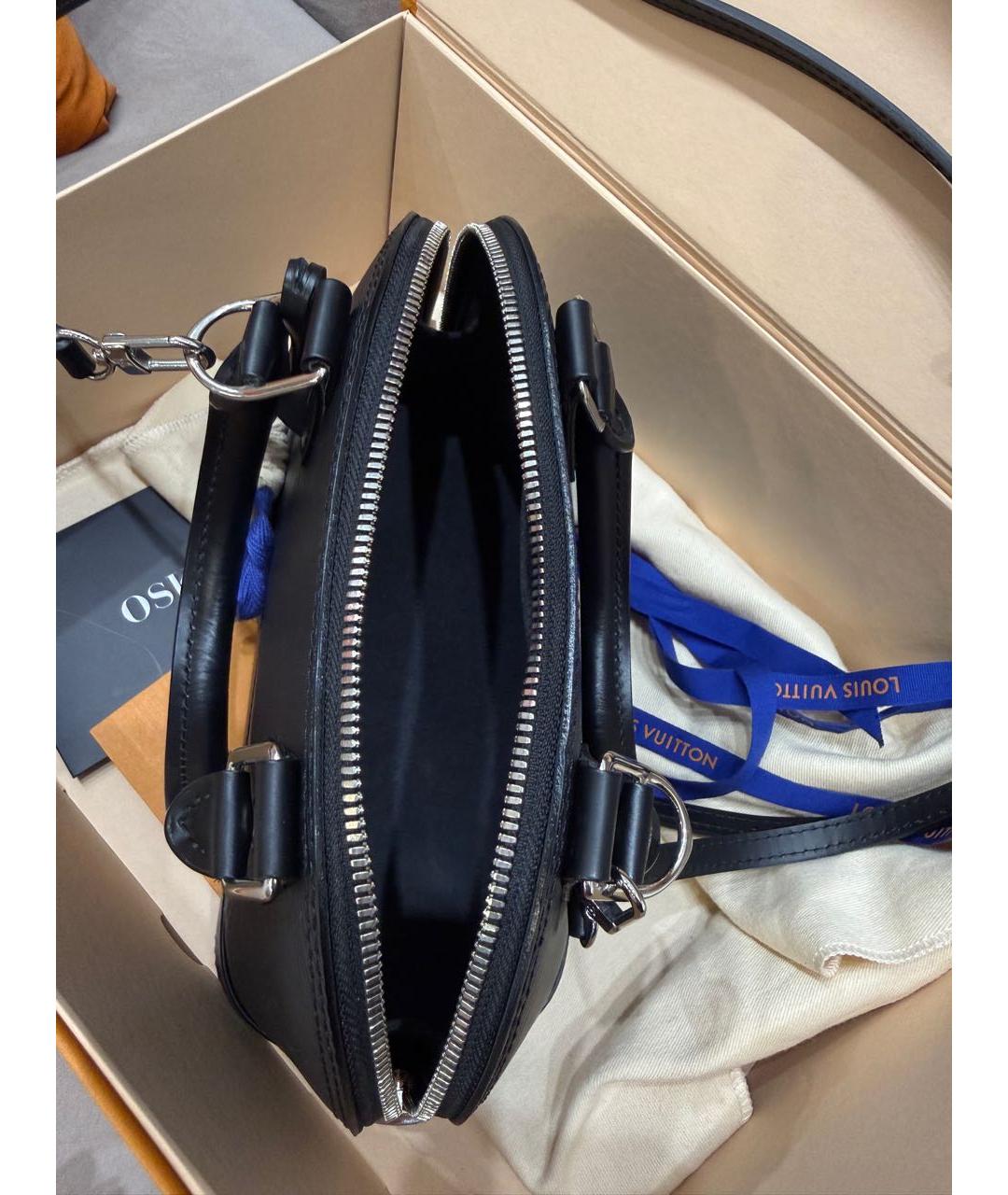 LOUIS VUITTON Черная кожаная сумка с короткими ручками, фото 7