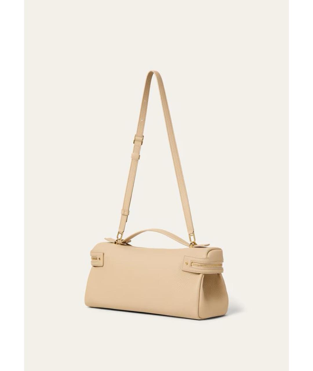 LORO PIANA Бежевая кожаная сумка с короткими ручками, фото 3