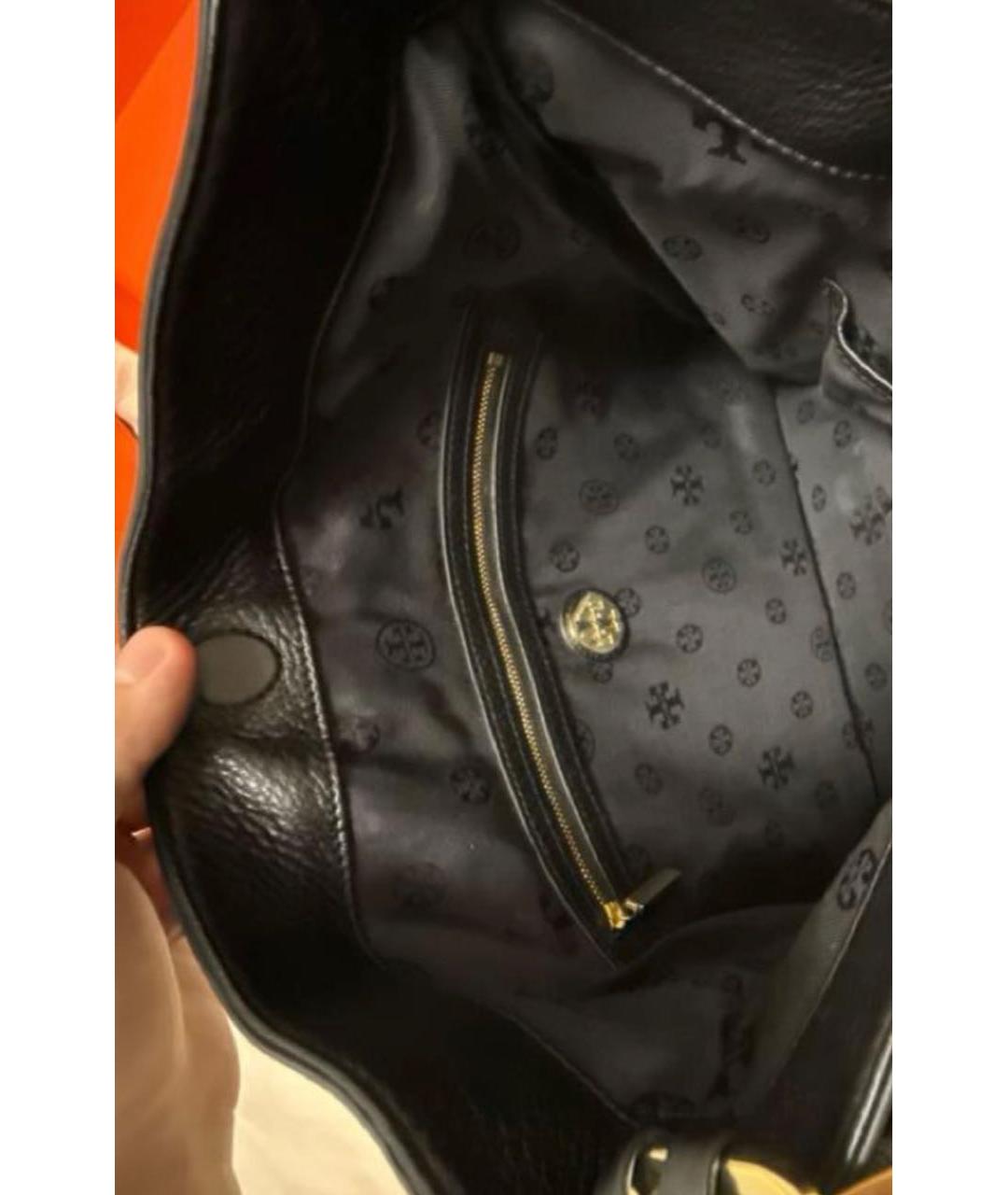 TORY BURCH Черная кожаная сумка с короткими ручками, фото 4