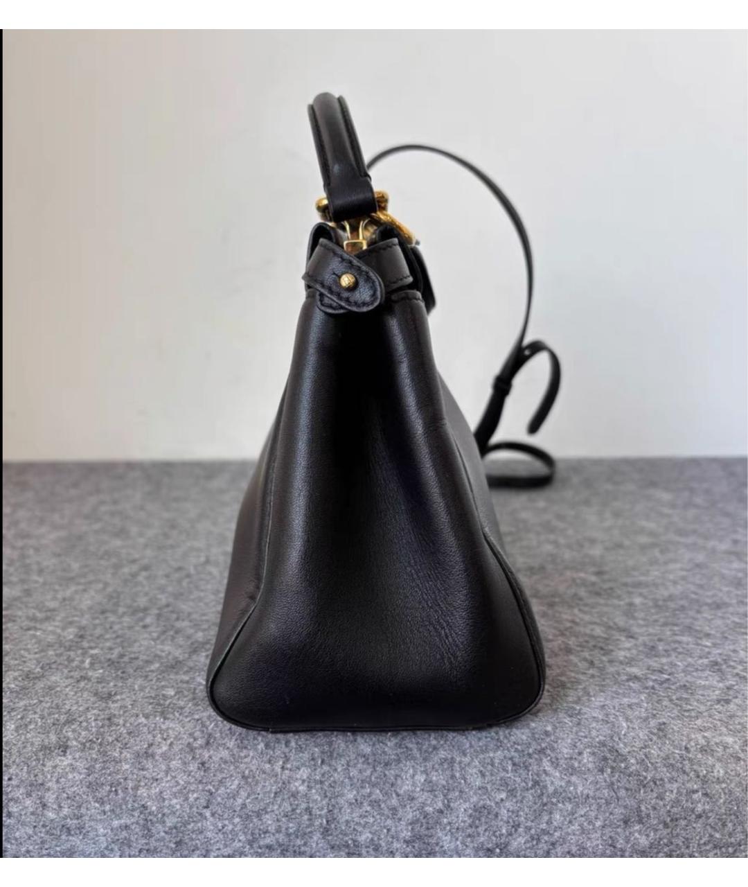 FENDI Черная кожаная сумка с короткими ручками, фото 4