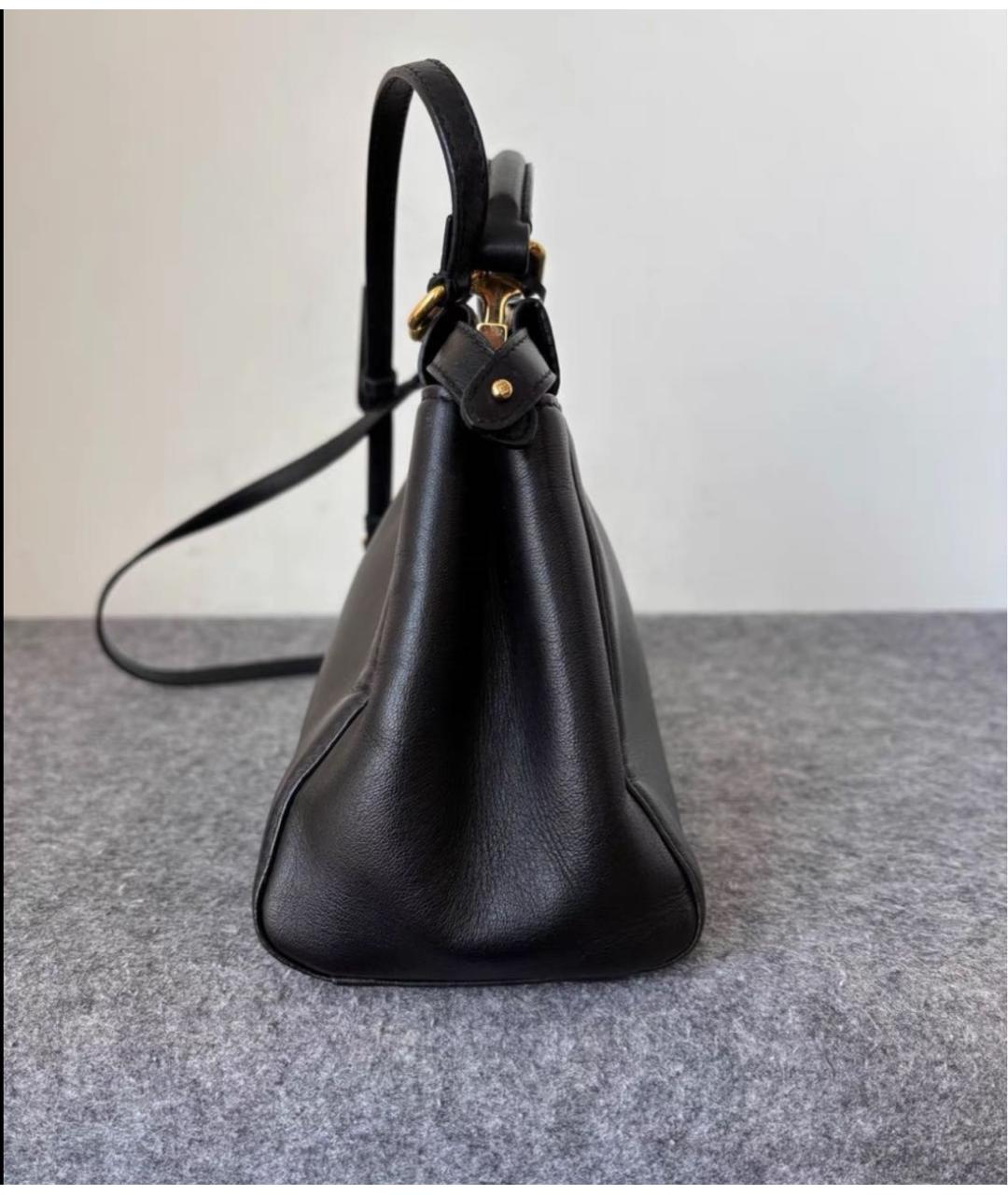 FENDI Черная кожаная сумка с короткими ручками, фото 3