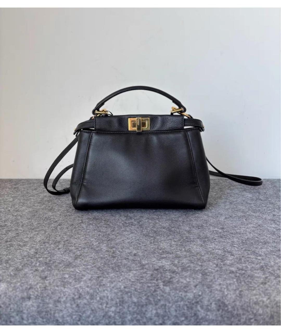 FENDI Черная кожаная сумка с короткими ручками, фото 6