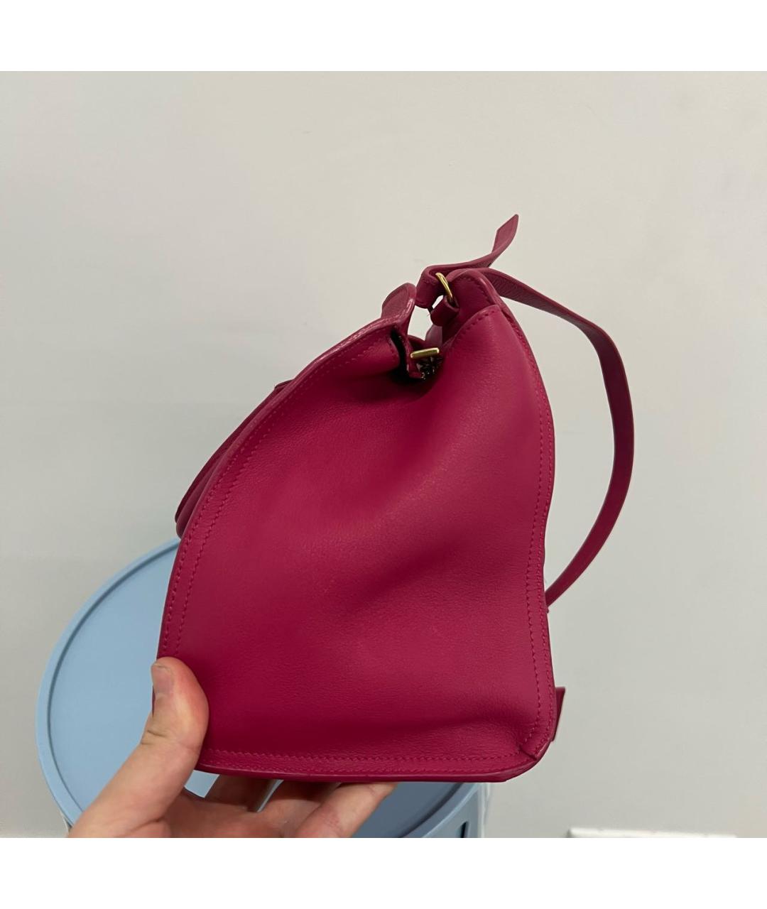 SAINT LAURENT Фуксия кожаная сумка через плечо, фото 4