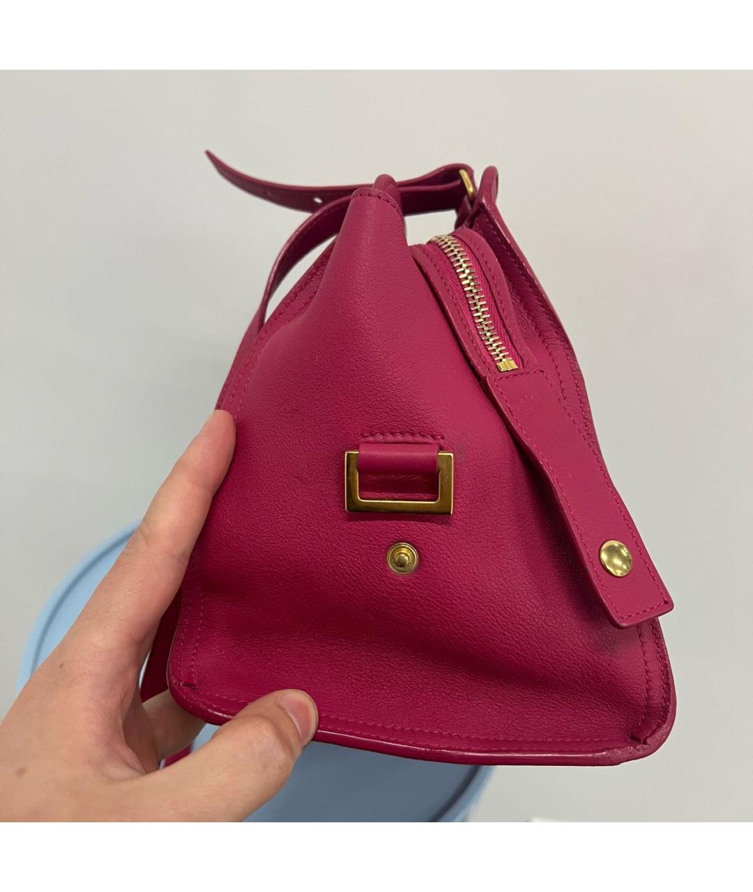 SAINT LAURENT Фуксия кожаная сумка через плечо, фото 5