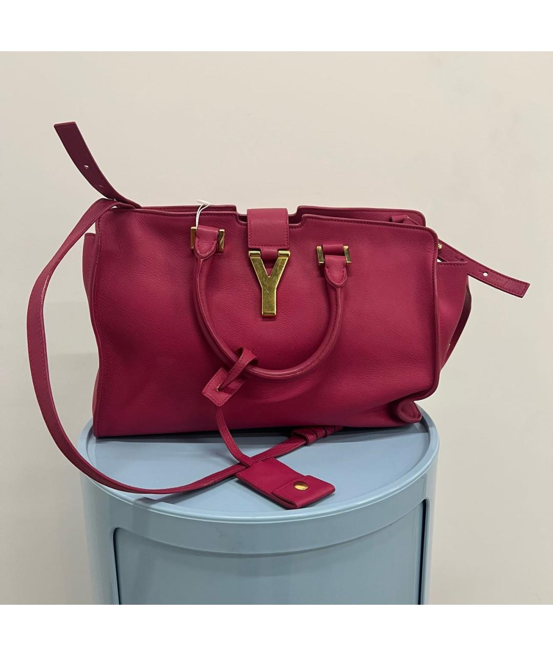 SAINT LAURENT Фуксия кожаная сумка через плечо, фото 9