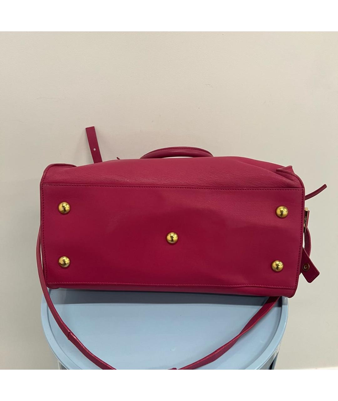 SAINT LAURENT Фуксия кожаная сумка через плечо, фото 2