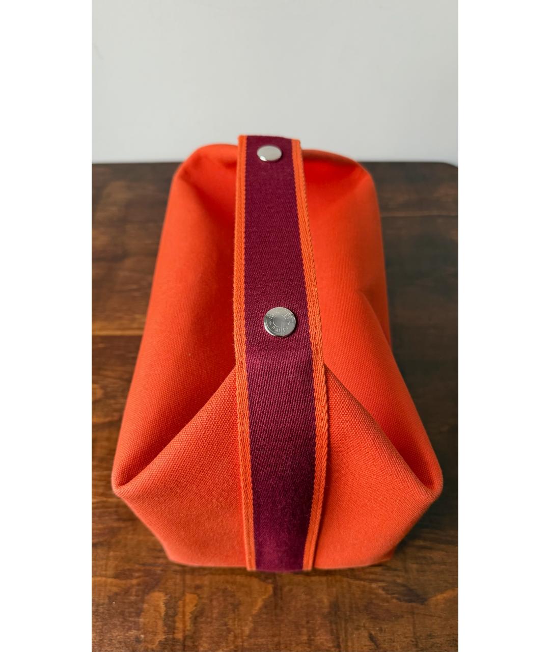 HERMES Оранжевая хлопковая косметичка, фото 3