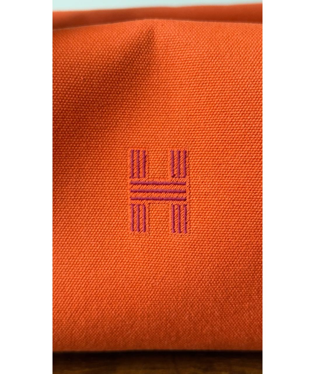 HERMES Оранжевая хлопковая косметичка, фото 5
