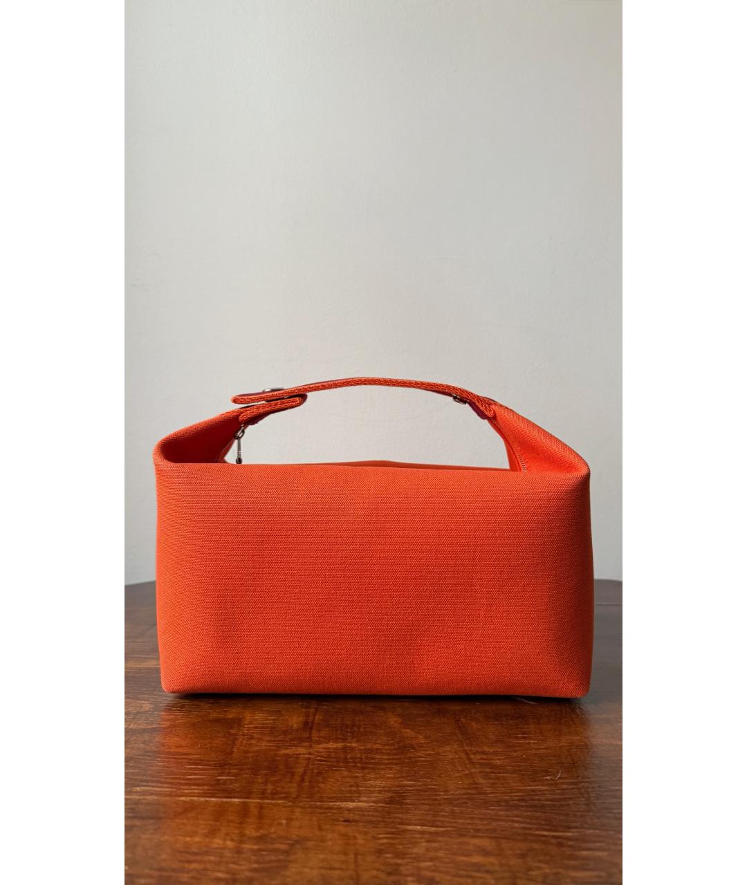 HERMES Оранжевая хлопковая косметичка, фото 2
