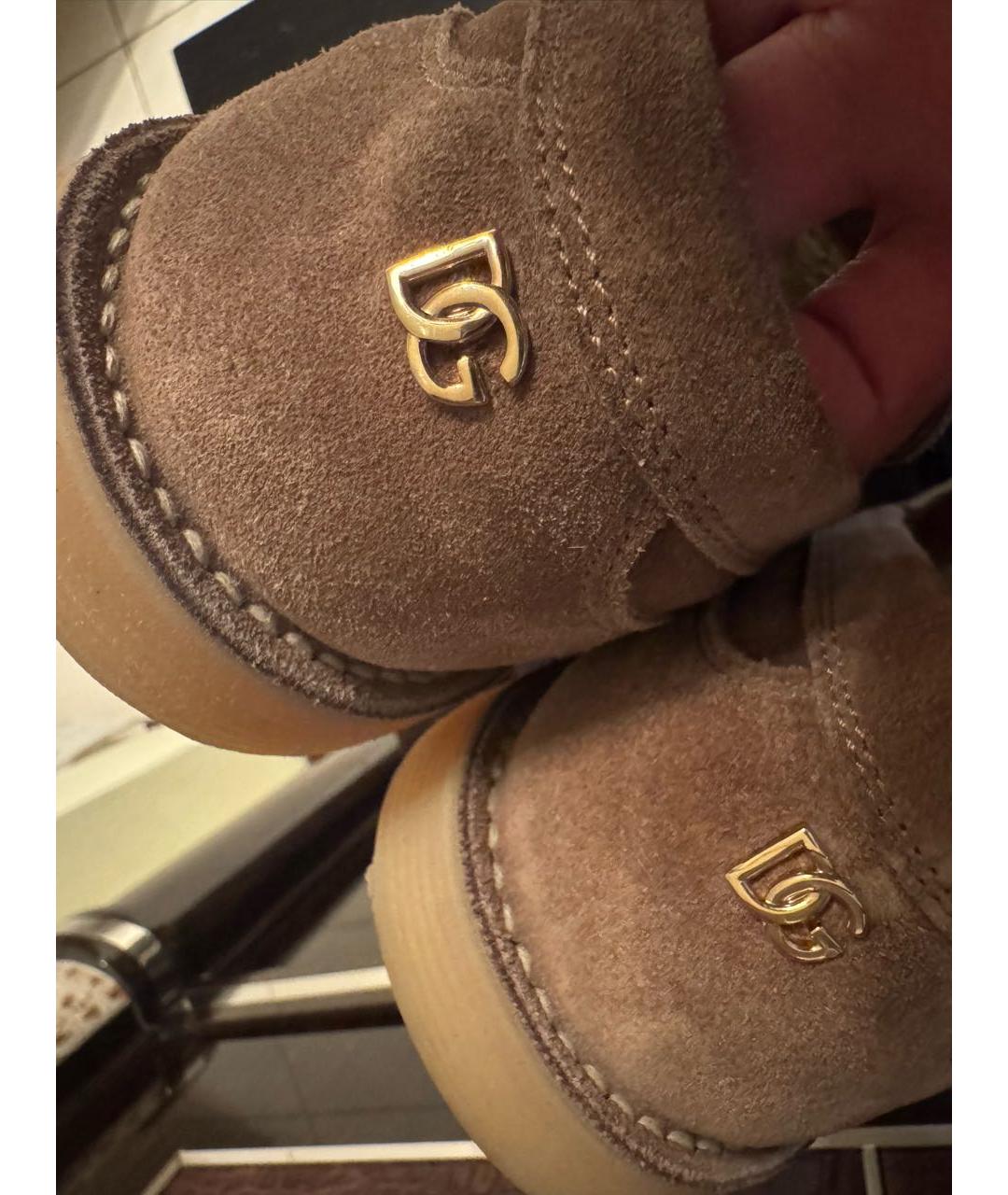 DOLCE&GABBANA Бежевые замшевые лоферы, фото 4