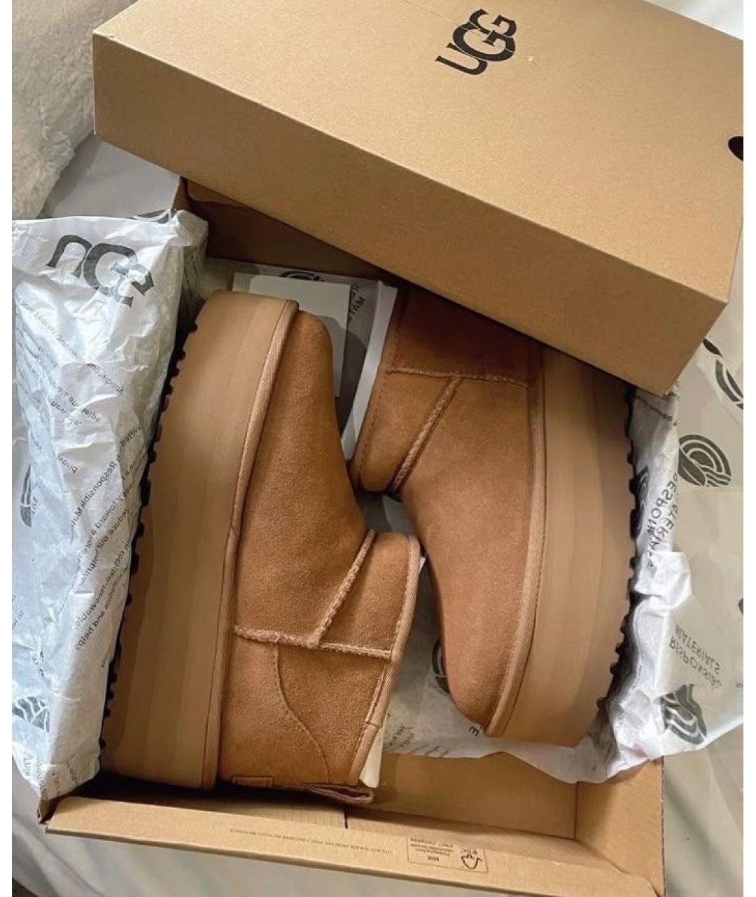 UGG AUSTRALIA Коричневые замшевые полусапоги, фото 4
