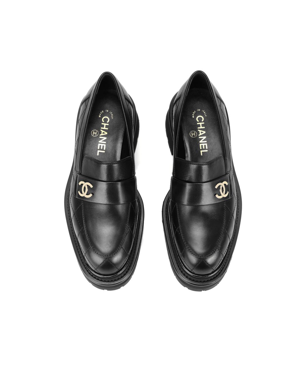 CHANEL Черные кожаные лоферы, фото 3