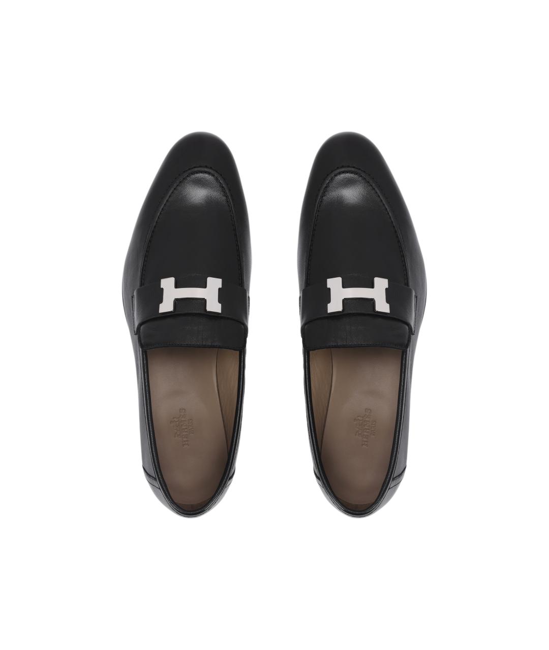 HERMES Черные кожаные лоферы, фото 3