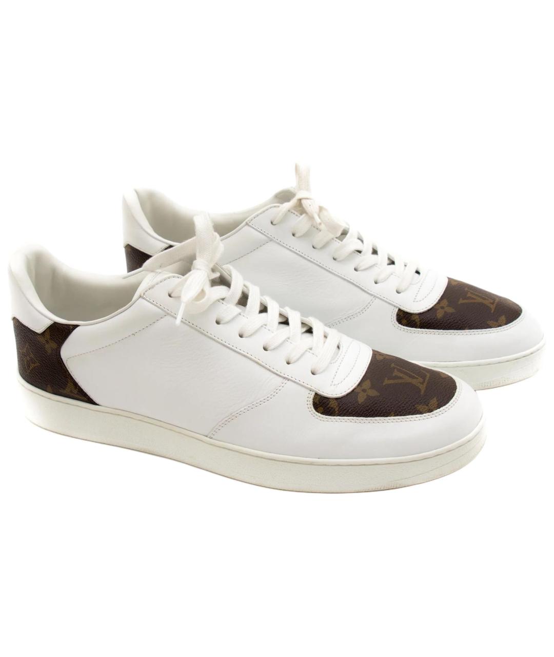 LOUIS VUITTON Белые кожаные низкие кроссовки / кеды, фото 4