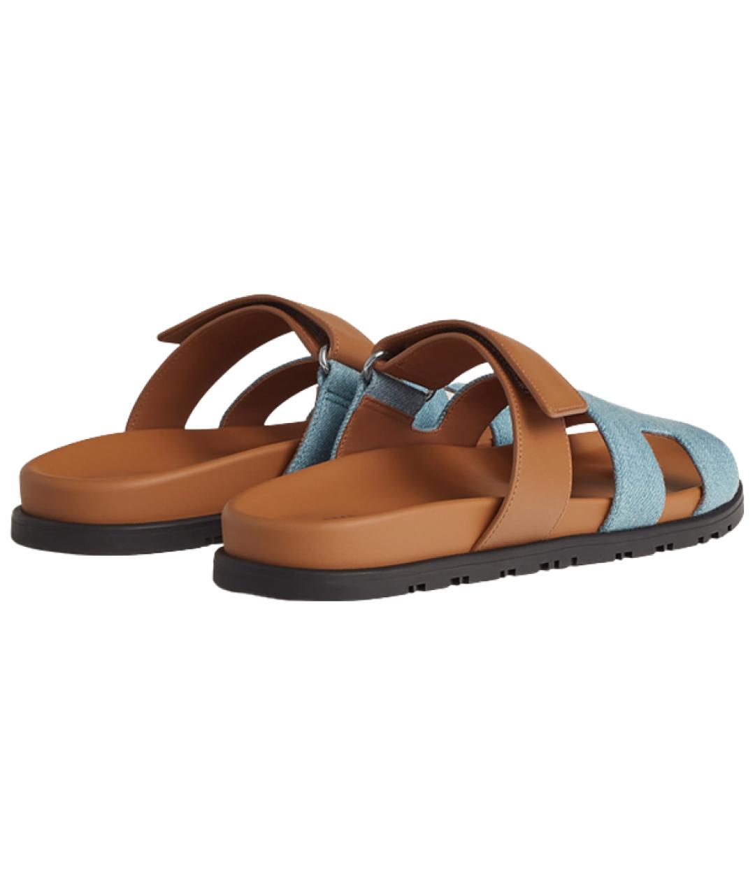 HERMES Коричневые кожаные сандалии, фото 5