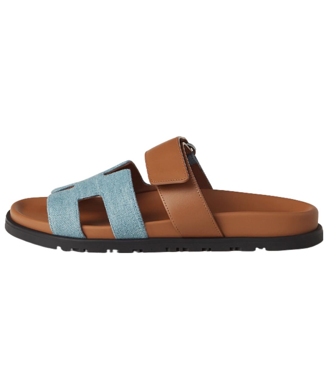 HERMES Коричневые кожаные сандалии, фото 2