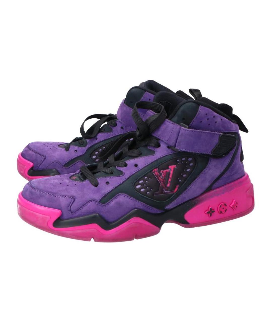 LOUIS VUITTON Фиолетовые кожаные высокие кроссовки / кеды, фото 2