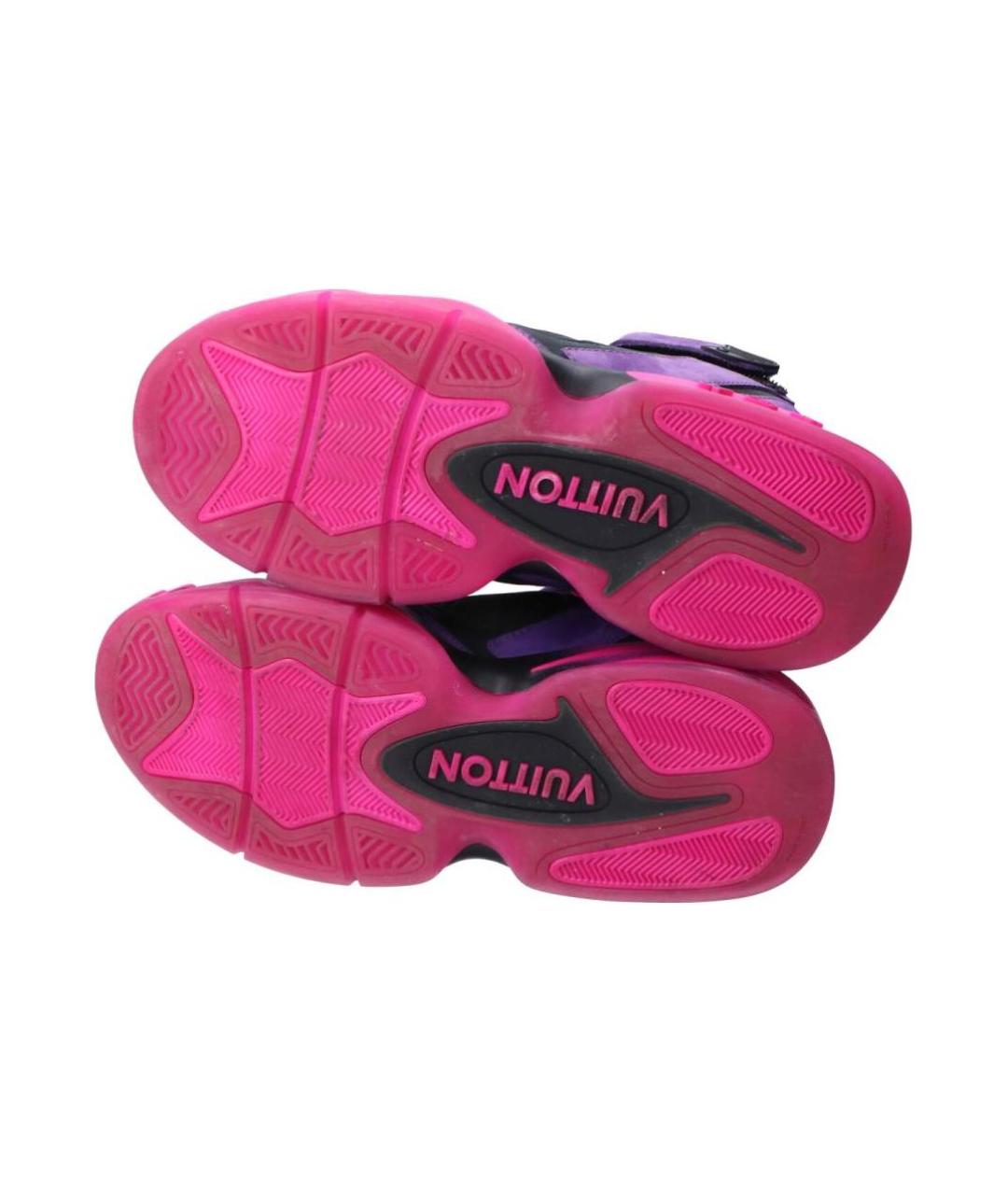 LOUIS VUITTON Фиолетовые кожаные высокие кроссовки / кеды, фото 7