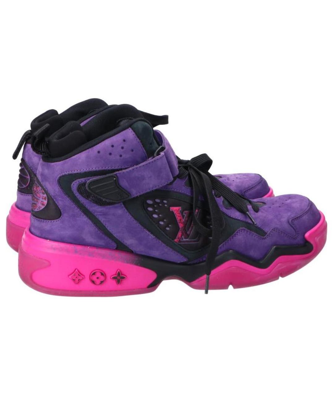 LOUIS VUITTON Фиолетовые кожаные высокие кроссовки / кеды, фото 3